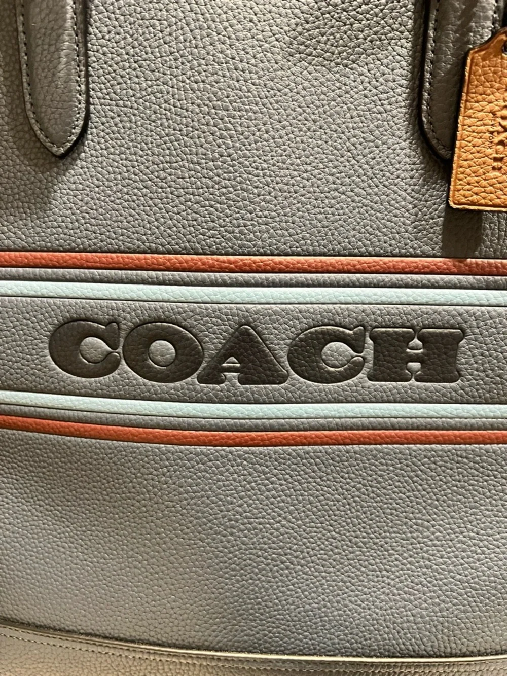 Coach Metropolitan Soft Tote – Varsity Stripe Pebble Leather